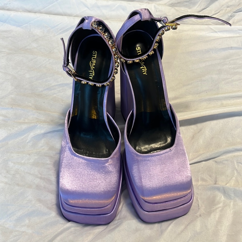 Thrifted Mary Jane square heels-purple